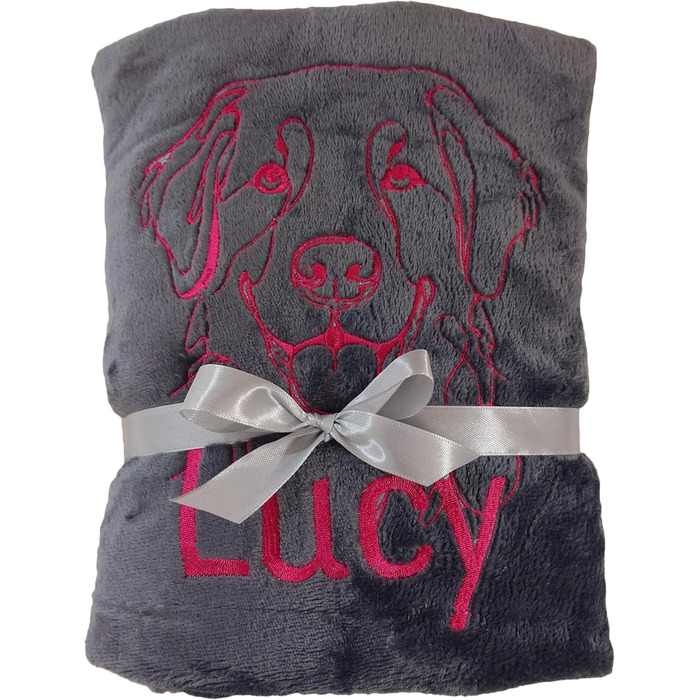 Персоналізована ковдра для собак з вишивкою породи та імені. М'яка ковдра для цуценят та собак, 130x170 см, для дому, авто, софи, сіра, washable