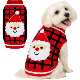 Теплий святковий пуловер для собак з отвором для повідка, класичний, в клітинку, для котів та собак, зимовий, теплий, в'язаний, бренд BAEJMJK