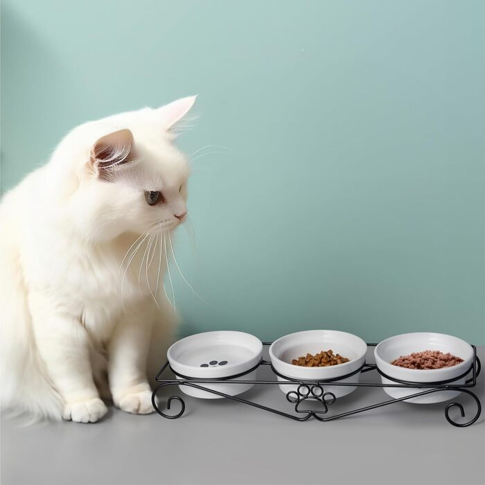 Набір мисок для тварин Navaris (3 шт.) - миски для котів та собак, кераміка, 350 мл, білий