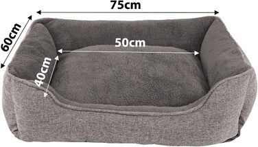 М'яке ліжко для собак та котів Lionto, сіре, 75x60 см, знімний чохол, антиковзаюче дно