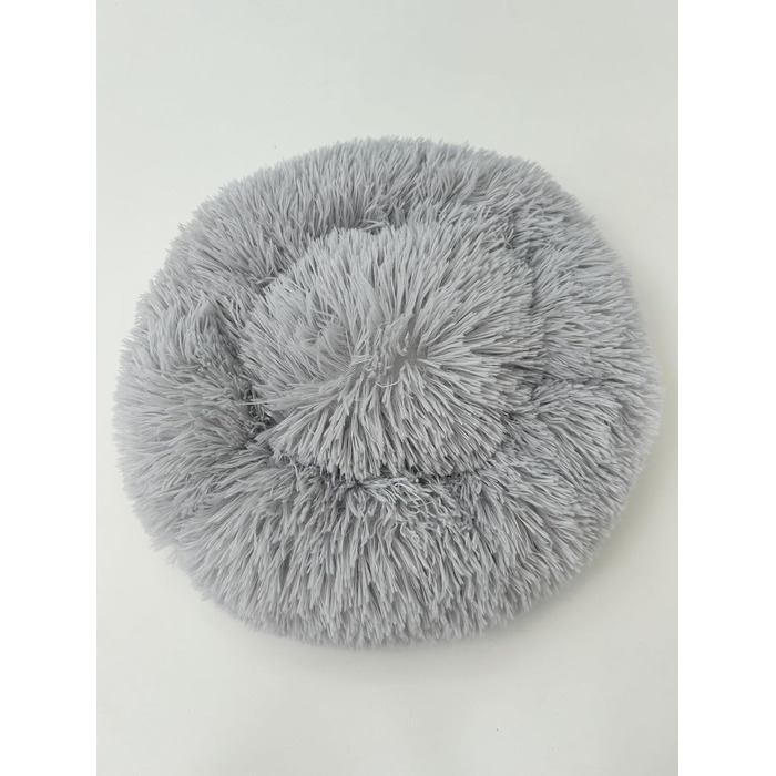 М'яке ліжко для собак та котів Donut, кругле, світло-сіре, Ø 40 см, з плюшу, миється, не слизьке