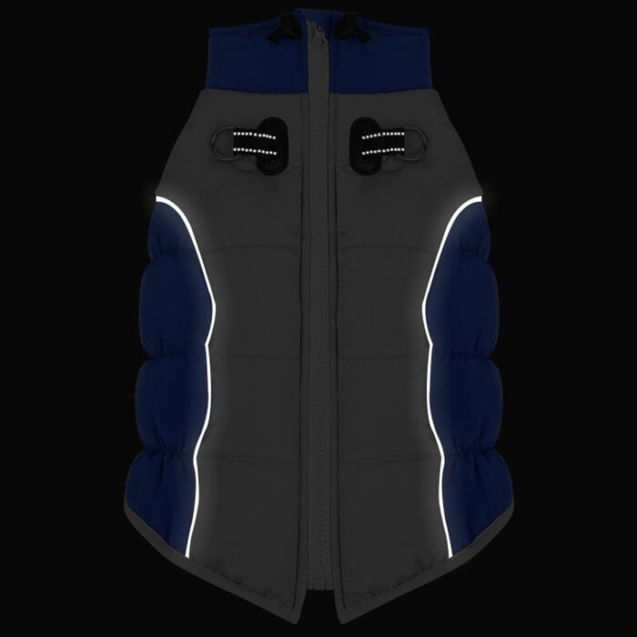 Водонепроникна куртка для собак на зиму - тепла та вітрозахисна. Підходить для собак малих та середніх порід. З D-рингом та світловідбиваючими елементами. (Blue, 3XL)