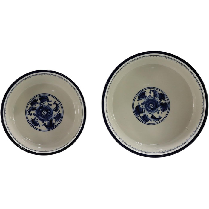 Набір мисок для корму та води для собак та котів SYNWISH, 14.7 x 18.3 x 6.1 см, блакитний та білий