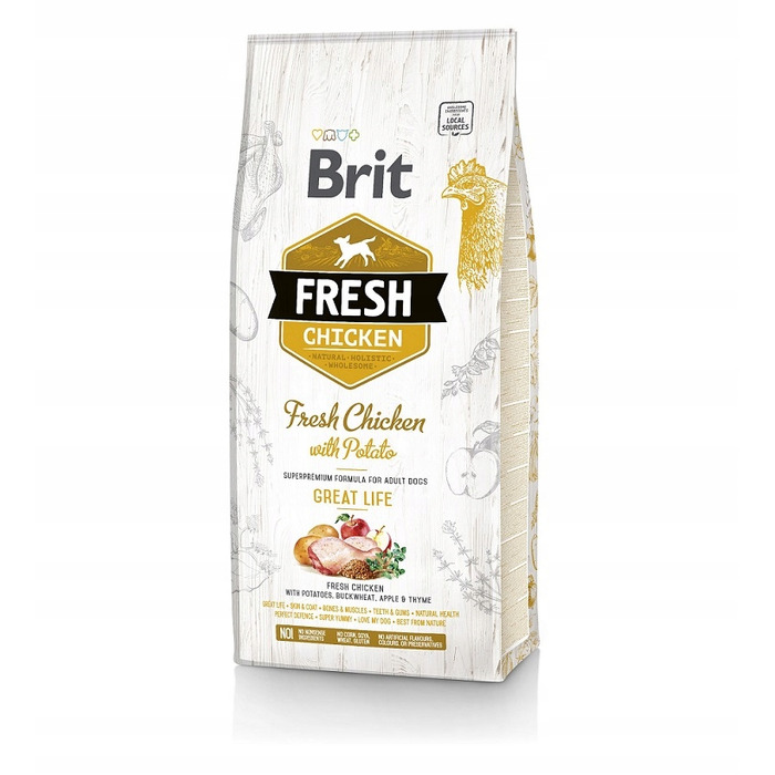 Сухий корм Brit Fresh Курятина та Картопля для дорослих собак Great Life, 12 кг