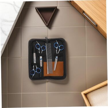 Набір професійних ножиць для грумінгу собак та котів. Зручні ножиці з вигнутими та прямими лезами. Зі сталі, з кейсом.