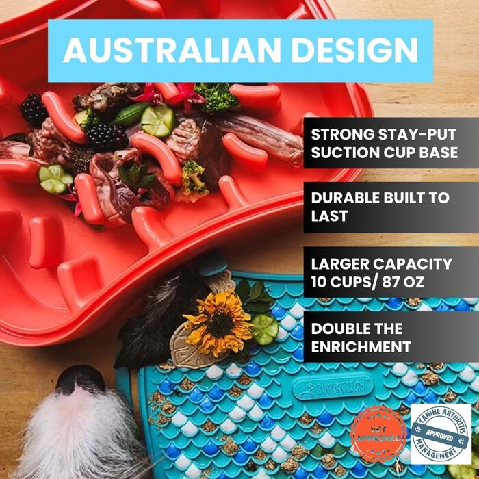 Килимок для собак Marley Reversible Lick Mat: силікон, повільне годування, антиковзаюча поверхня, блакитний колір