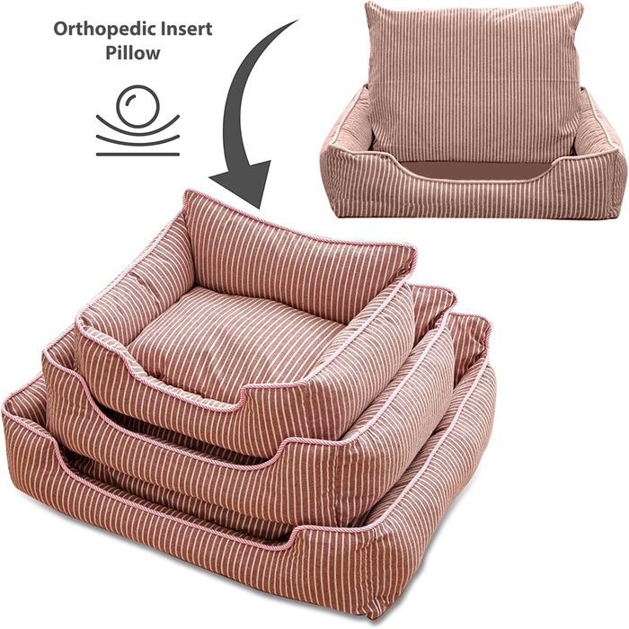 Ортопедичне ліжко для собак Petcute знімний, миючий чохол, антиковзаюче, для маленьких собак, червоний