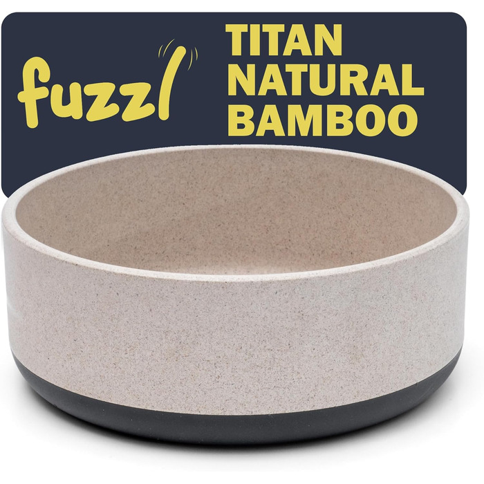 Миска для собак Titan Fuzzl з бамбука та гуми, 22 см, з антиковзким дном, сіра, екологічна, антибактеріальна, міцна, нетоксична, велика, 2.5 л