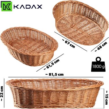 KADAX Лежак для собак і котів з лози, натуральний кошик для домашніх тварин, ліжко для собак і котів, місце для сну (19x80x61 см)