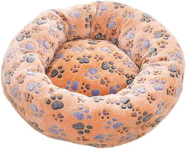 Кругле ліжко для собак та котів, м'яке гніздо-подушка для великих собак, плюшевий кошик для собак, ліжко для собак, що можна прати, з принтами, для великих собак, котів, осені та зими (100 см, Печиво)