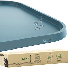 Підкладка під миску для котів та собак, силіконова, товста, з бортиками, велика (блакитна)