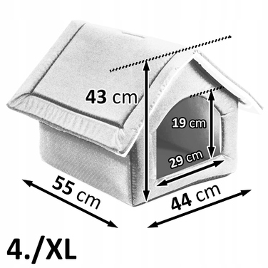 Тканинний будинок-лежак для собак, синій вельвет, розмір 4