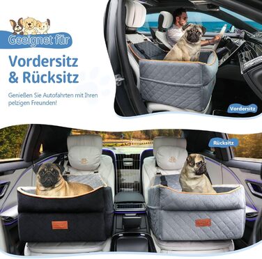 Підвищення для собак, сіре, до 15 кг, знімний, миючий, з кишенями для зберігання, для передніх та задніх сидінь