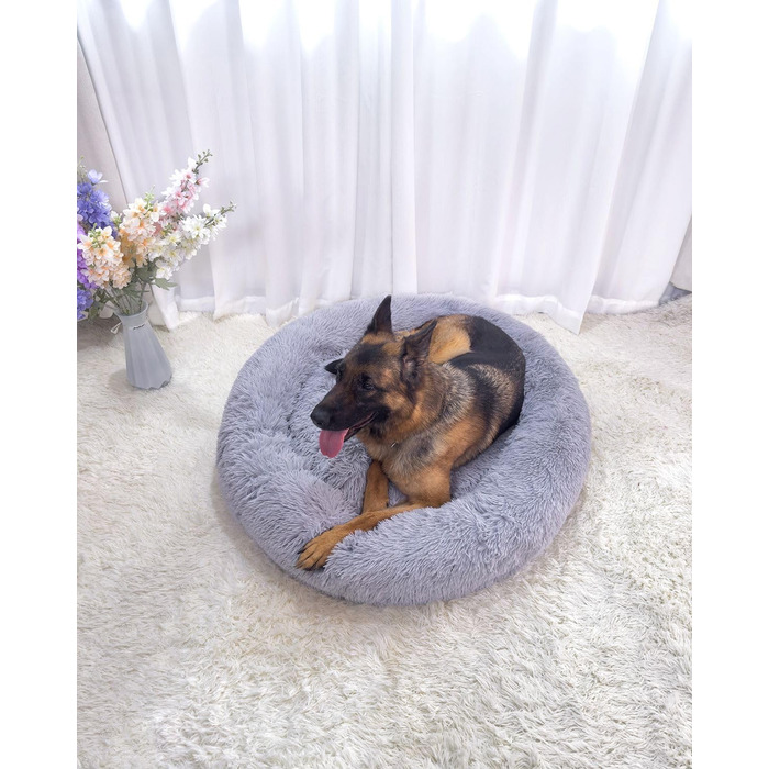 Кругле ліжко для собак та котів, м'яке, 4XL (120 см), сірий колір