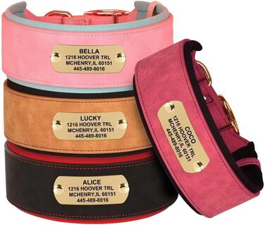 Нашийник для собак PET ARTIST з міцної PU шкіри, середнього та великого розміру, з можливістю гравіювання імені, надійна металева застібка, підходить для пітбулів та великих собак, L (XL: обхват шиї 48-58 см, ширина 5 см, рожевий)