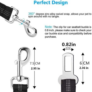 Автомобільний поводок для собак: регульований, еластичний, безпечний, 2 шт. (чорний)