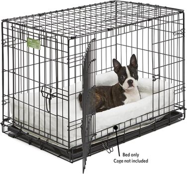 Кімната для домашніх тварин Midwest Homes for Pets QuietTime, велика, з подвійним бордюром, біла плюшева матрац, машинне прання, безпечне місце з еластичними стрічками, 76 см, 82 x 10 x 51 см