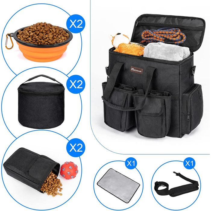 Чорна сумка-переноска для собак Modoker, велика, для подорожей, з кишенями для ласощів