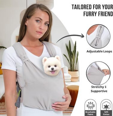 Сумка-переноска для собак та котів, для цуценят та маленьких собак, регульована, бавовна, сіра