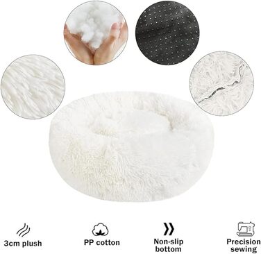 Кругле ліжко для собак та котів, велике м'яке гніздо-пончик для собак, корзина для собак з плюшу, ліжко для собак, яке можна прати, для великих та маленьких собак, котів та домашніх тварин (діаметр 80 см, Tie-Dye Райдуга), діаметр 80 см Tie-Dye Райдуга