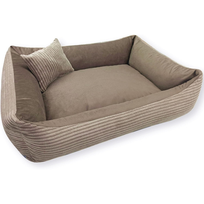 4L Textil Hundebett Molly - зручне ліжко для собак середніх порід, м'який велюр, коричневий колір (100x80 см)