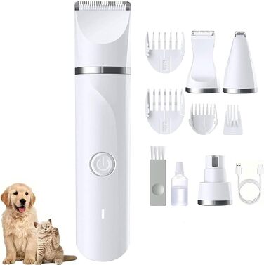 Мультитрим Про від Dr Pfoten: тиха 4-в-1 машинка для стрижки собак та котів. Набір для стрижки собак, котів, лап, очей, вух, обличчя та тіла. Акумуляторна.