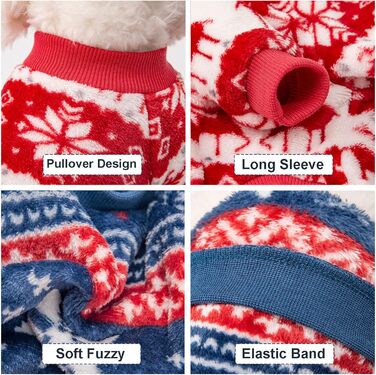 Пуловер для собак Kyaringtso, 2 шт., для маленьких собак, теплий зимовий пуховик для цуценят, для дівчаток та хлопчиків, червоний та синій (XXS)
