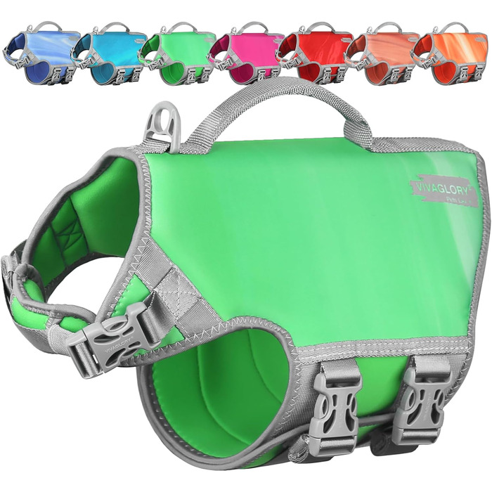 Жилет рятувальний для собак VIVAGLORY Neoprene, L, блакитний. Жилет для плавання, допомога у воді, комфортний та легкий.