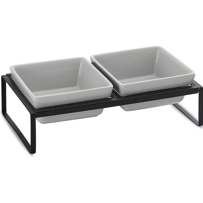 Підвищена годівниця для котів та собак HCHLQLZ, 2 шт. по 280 мл, кераміка, сіра