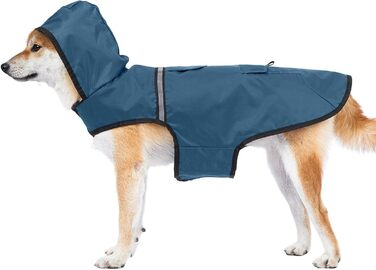 Водонепроникна куртка для собак KoKoBin з капюшоном, світловідбиваючими елементами, легка та дихаюча, для середніх та великих собак (M, сіро-блакитний)