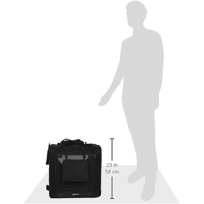 Транспортна переноска для собак Amazon Basics, складна, м'яка, чорна, 76 x 53 x 53 см