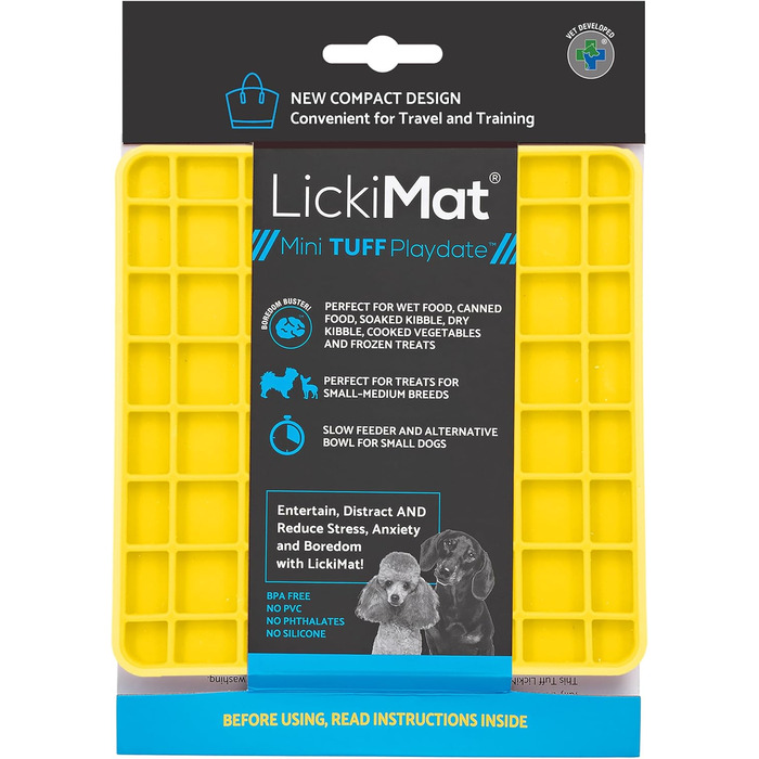 Килимок для собак LICKIMAT Mini Tuff: повільне годування, розвага та зняття стресу, рожевий (жовтий, Playdate)