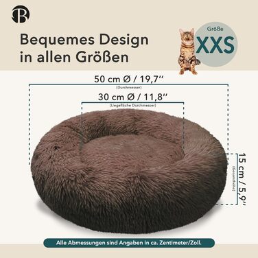 Ортопедичне ліжко для собак та котів, 50 см, кругла подушка-донат, Memory Foam, зручний кошик, м'яке ліжко, колір: Кофе, розмір XXS-50 см