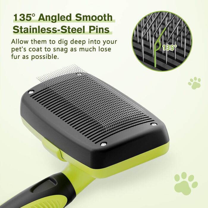 Щітка для собак з довгим волоссям Pecute, щітка для котів, щітка для домашніх тварин, самоочисна висмикувана щітка, класична модель L