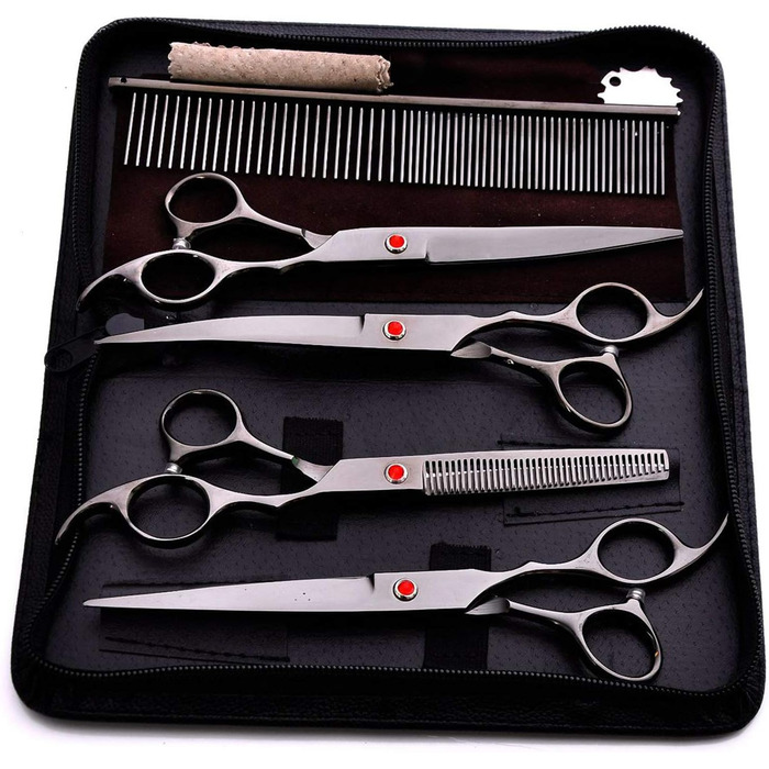 Набір професійних ножиць для грумінгу собак, ножиці для шерсті собак, ножиці для стрижки кігтів собак і котів (титан, нержавіюча сталь)