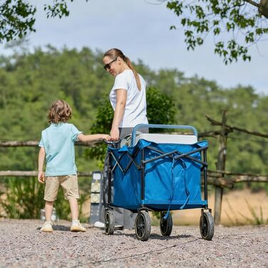 Садова та вантажна візок Timber Ridge 200л з ручкою та тримачем для напоїв, 100кг, для відпочинку, кемпінгу та покупок (Блакитний)