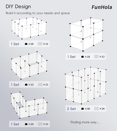 Клітка-манеж для дрібних тварин FunHola, клітка для морських свинок з вологостійким килимком, 12 панелей, манеж для хом'яків, їжаків, для використання в приміщенні та на вулиці, пластиковий забір, розмір 123,2 x 63 x 40,9 см