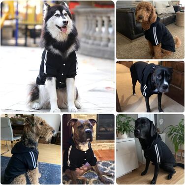 Теплий собачий пуловер NAMSAN для великих собак: зимовий одяг, худі з кнопками (6XL, чорний)