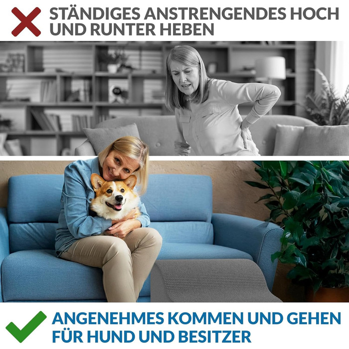 Сходинка для собак Nuraya: 3 сходинки, 40 см, з антиковзким покриттям. Підходить для маленьких собак та котів. Зручна для доступу до диванів та ліжок. Легко миється.