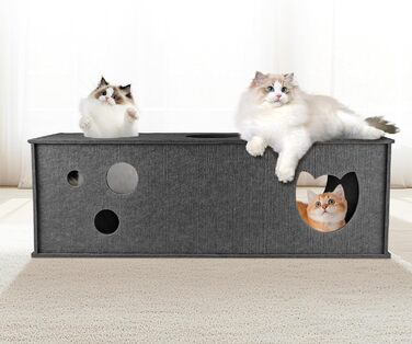 Тунель для котів Homegroove L-подібний, великий, з фільцу, інтерактивний, DIY, сірий