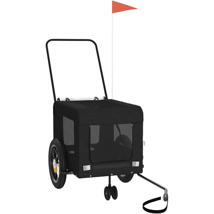 Причіп для велосипеда VidaXL для собак, чорний (120 x 54.5 x 53 см)