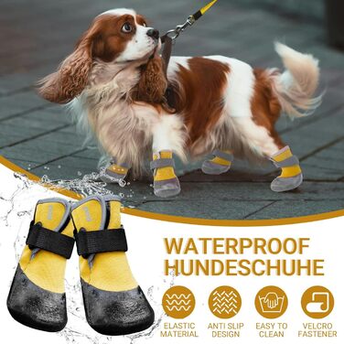 Чоботи для собак LiebeDD: захист лап, 4 шт., антиковзаючі, водонепроникні, зелені/жовті (XL)