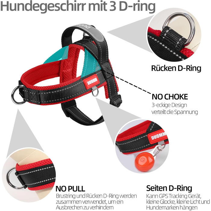 Нашийник для собак середніх та маленьких порід, цуценят, кольоровий, з м'якою підкладкою, з ручкою та кільцем, світловідбиваючий, легкий, чорно-сірий, (M, чорний+червоний)