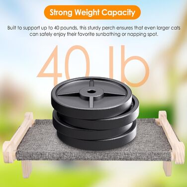 Кігтечка-ліжко для котів на підвіконня, 45x36 см, міцна дерев'яна платформа, з тканиною, для сну та сонячних ванн