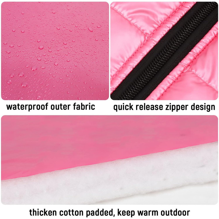 Водонепроникна зимова куртка для собак та котів SALLLEE LUCKY STORE з кільцем D, рожева, XL