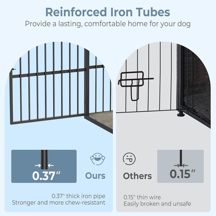 Дерев'яний вольєр для собак Lyromix з 3 дверцятами, 109 см, XL, античний сірий. Міцний вольєр для собак маленьких та середніх порід, можна комбінувати.