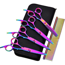 Набір професійних ножиць для грумінгу домашніх тварин QUNINE: ножиці для стрижки, вигнуті та фінішні