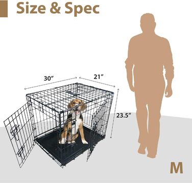Складана клітка для собак Ellie-Bo Deluxe 76 см з 2 дверцятами і штучним вовняним килимком, срібляста, для цуценят та дорослих собак