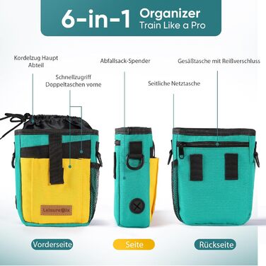 Сумка для ласощів для собак Leckerlitasche, поясна сумка для прогулянок, водонепроникна, чорна та зелена