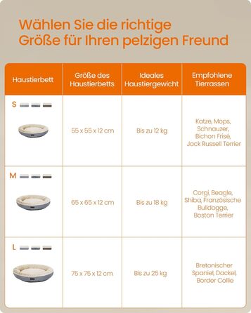 Кругле ліжко для собак та котів Feandrea, діаметр 75 см, сірий колір